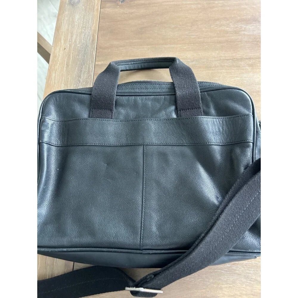 Coach Black Pebble Leather Commuter Laptop Bag Briefcase Unisex Crossbody